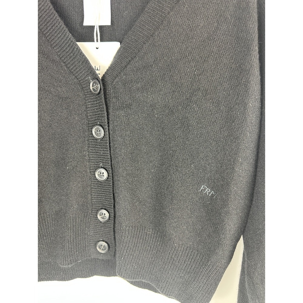 FRAME 100% Cashmere Linked Cardigan Sweater Long Sleeve Button Black Size Large - Picture 5 of 16